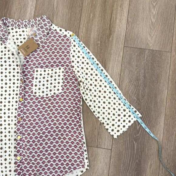 NWT Boutique Mixed Print Pattern Boho Button Down Blouse Womens Size Small S - Picture 12 of 12
